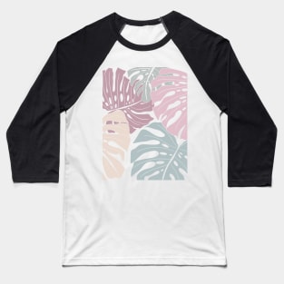 Abstract Pastel Colors Monstera Leaves Baseball T-Shirt